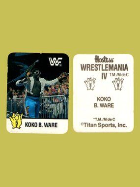 5/$20 WWF x Hostess Potato Chips Koko B. Ware 1988 WrestleMania IV Sticker Card